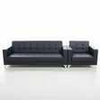 Modern Black Leather Sofa Set - 3 Seater & 1 Seater - 2