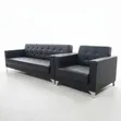 Modern Black Leather Sofa Set - 3 Seater & 1 Seater - 3