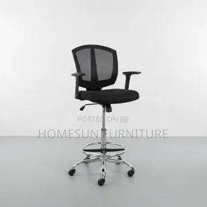 Office Chair - Black Adjustable Drafting Chair with Footrest