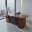 Meza ya Ofisi ya Uongozi ya Mahogany 1.6m yenye Hifadhi - 2