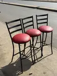 Red Leather High Bar Chairs (Set of 4) - 1