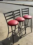 Red Leather High Bar Chairs (Set of 4) - 2