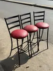 Red Leather High Bar Chairs (Set of 4) - 3