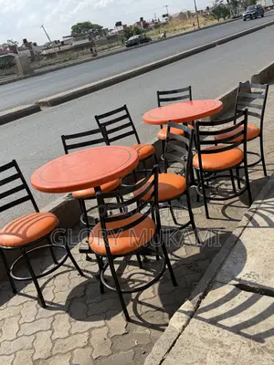 Round Orange Restaurant/Bar Table and Chair Set