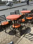 Round Orange Restaurant/Bar Table and Chair Set - 3