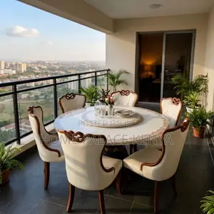 Home Palace Dining Set na Viti vya Ngozi na Turntable