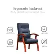 Leather Visitor Office Chair with Mahogany Arm - 1