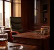 Leather Visitor Office Chair with Mahogany Arm - 2