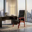 Leather Visitor Office Chair with Mahogany Arm - 5