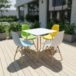 Dining Set - White Table with 4 Colourful Chairs - 1
