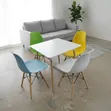 Dining Set - White Table with 4 Colourful Chairs - 2