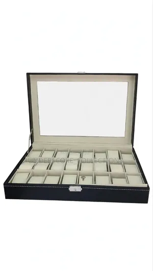 24 Slot Faux Leather Display Case with Pillows
