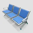 Three-Seater Blue Cushioned Metal Waiting Bench - 1