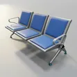Three-Seater Blue Cushioned Metal Waiting Bench - 2
