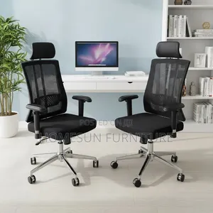 Office Chair - Black Mesh Ergonomic with Headrest