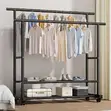 Vertical Double Pole Clothes Rack - Nyeusi - 1