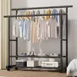 Vertical Double Pole Clothes Rack - Nyeusi - 2