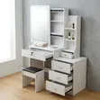 White Dressing Table with Mirror and Storage Drawers - 2