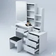 White Dressing Table with Mirror and Storage Drawers - 3