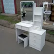 White Dressing Table with Mirror and Storage Drawers - 4