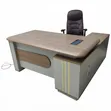 Executive Desk - Modern Beige & Walnut Office Table - 2