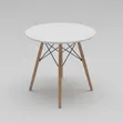 Round Dining Table - White Top, Wooden Legs - 1