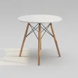 Round Dining Table - White Top, Wooden Legs - 2