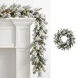 Pre-Lit Snow Frosted Christmas Garland 2.7M with Warm Lights - 1