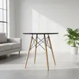Meza Ndogo ya Mviringo Nyeusi na Miguu ya Mbao - 3