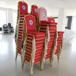 Event Chair - Red Padded Banquet Chair with Gold Frame - 1