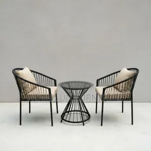 Black Metal Patio Set with Table - 2 Chairs