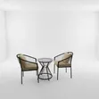 Black Metal Patio Set with Table - 2 Chairs - 2