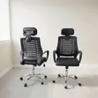 Black Ergonomic Mesh Office Chair with Headrest - 1