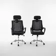 Black Ergonomic Mesh Office Chair with Headrest - 2