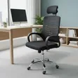 Black Ergonomic Mesh Office Chair with Headrest - 3