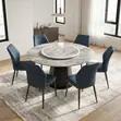 Home Palace Marble Turn Table Dining Set - 5