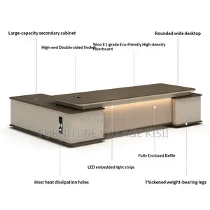 2000mm Executive Desk with LED Lights