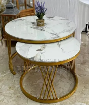 Modern Round Marble Nesting Coffee Tables - Set of 2