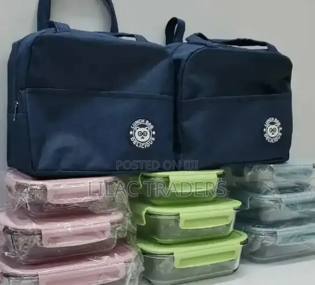 Lunch Bag with 3 Airtight Glass Food Storage Bowls - 1
