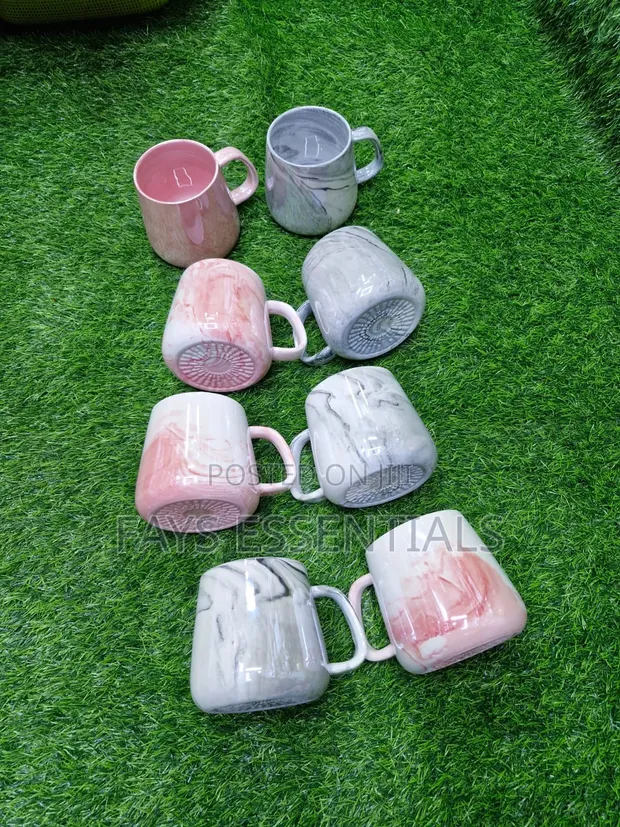Pearl Marble Porcelain Tea/Coffee Mugs (Set of 6) - 1
