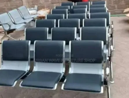 3-Seater Black Waiting Benches - 1