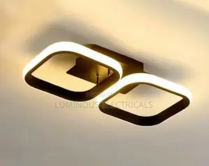 Modern 2-Square LED Tricolor Ceiling Light - Black