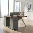 2-Seater Brown Office Workstation Desk - 2