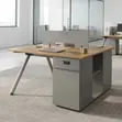 2-Seater Brown Office Workstation Desk - 4