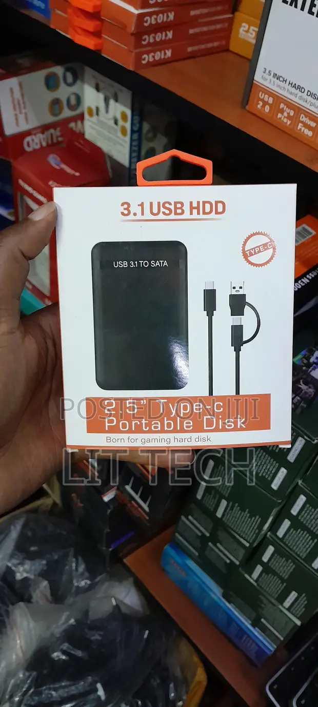 2.5" USB 3.1 Type-C External Hard Drive Enclosure Portable - 1