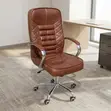 Brown Cushioned Leather Office Chair - 1
