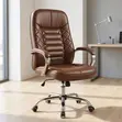 Brown Cushioned Leather Office Chair - 4