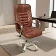 Brown Cushioned Leather Office Chair - 5