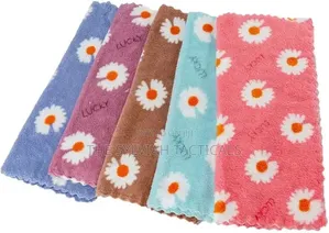 5pc Coral Fleece Square Soft Absorbent Hand Towels
