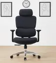Black Fabric Ergonomic Chair with Back Support - 1